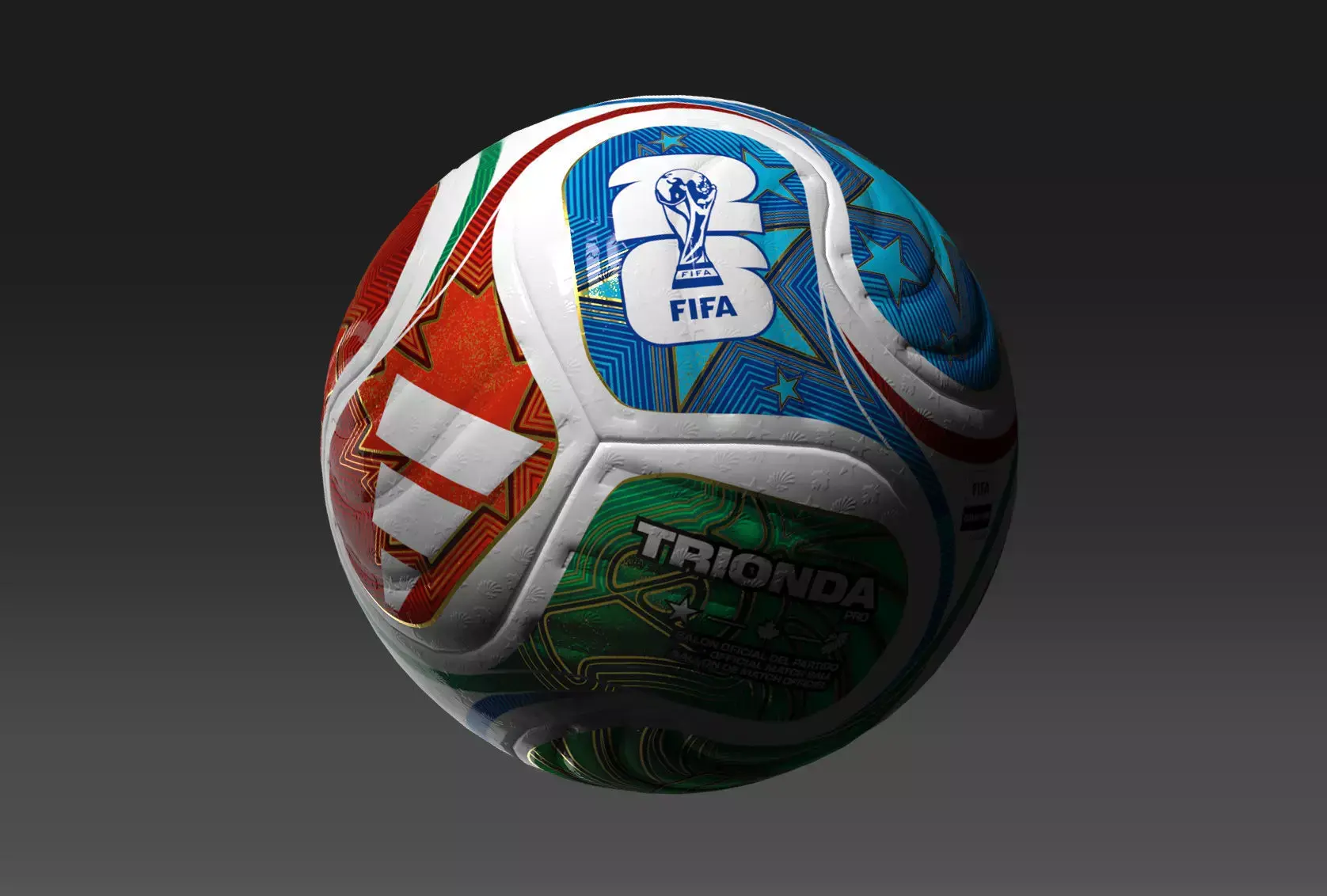 Adidas Trionda Pro Soccer Ball — FIFA 2026 3D Render
