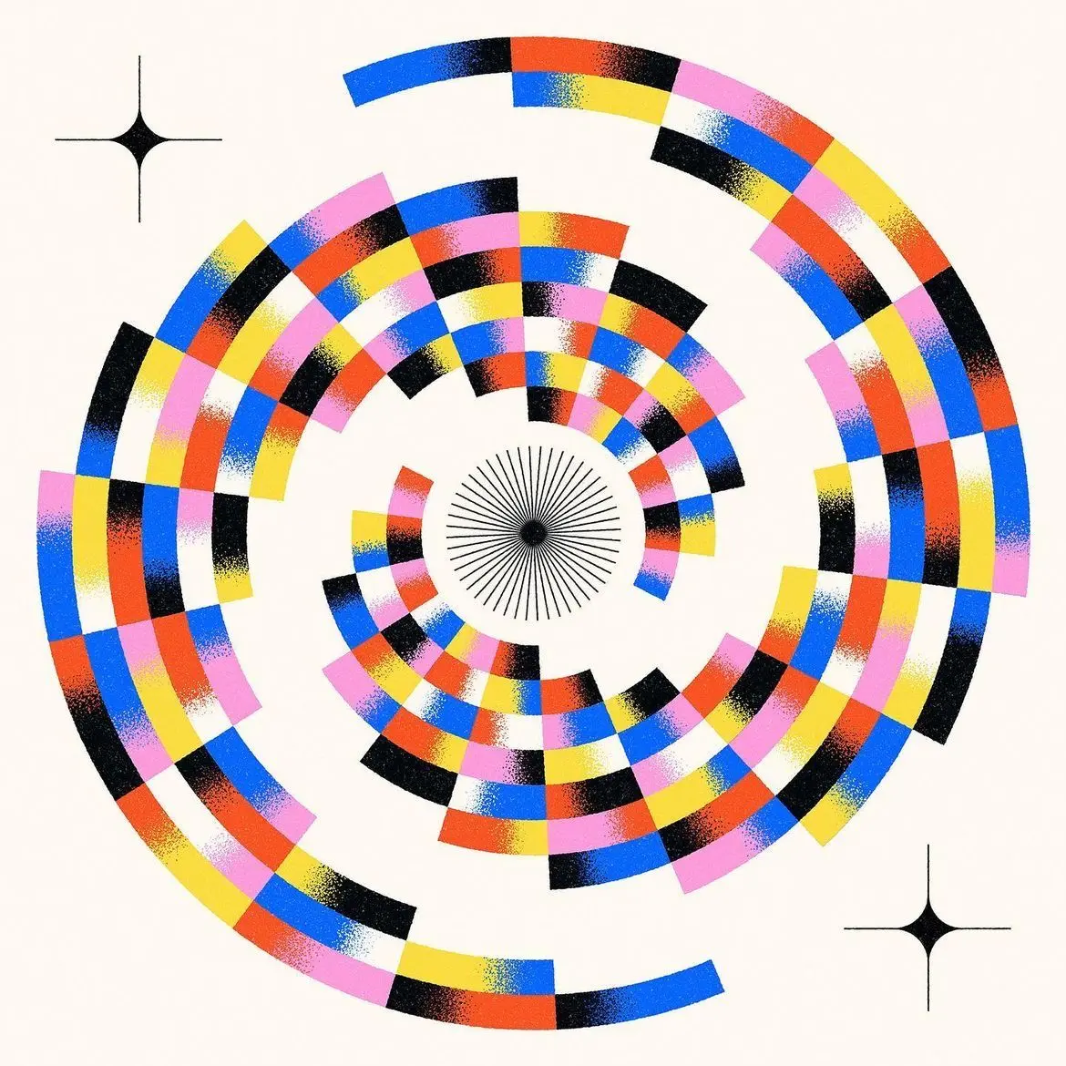 Chromatic Concentric — Segmented Radial Color Wheel Illustration