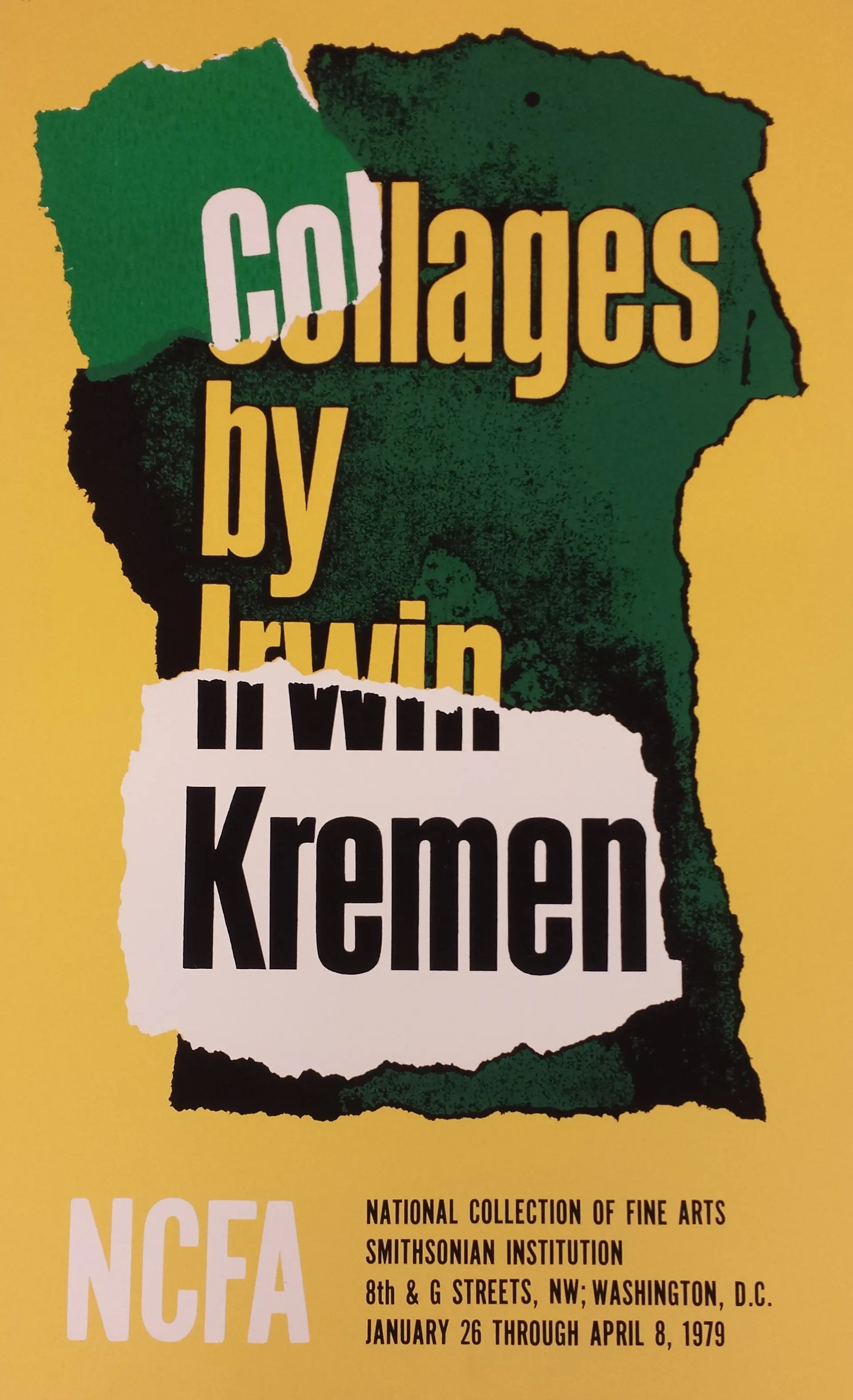 1979 NCFA poster — "Collages by Irwin Kremen"
