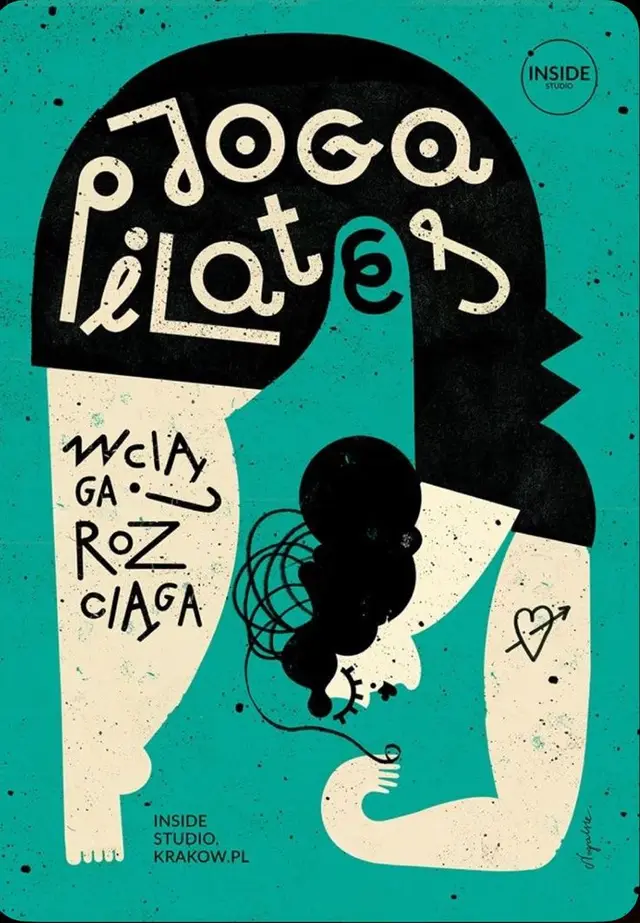 Inside Studio Krakow — Joga / Pilates poster (teal vintage illustration)