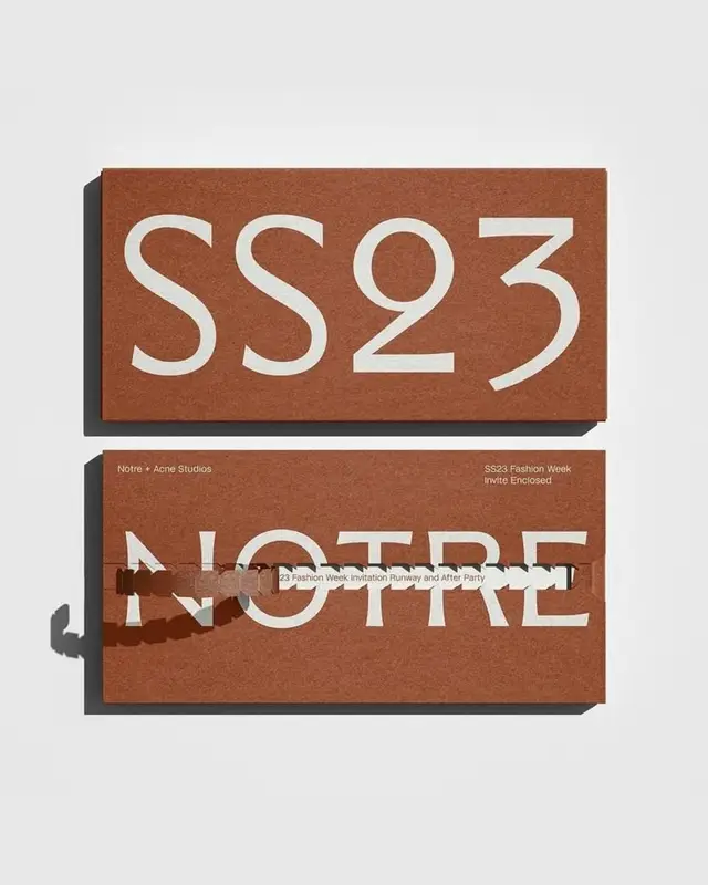 SS23 rust-textured fashion-week invitation — NOTRE x Acne Studios