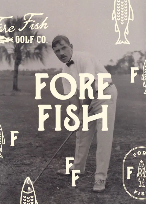 Fore Fish — vintage golf poster with fish motif