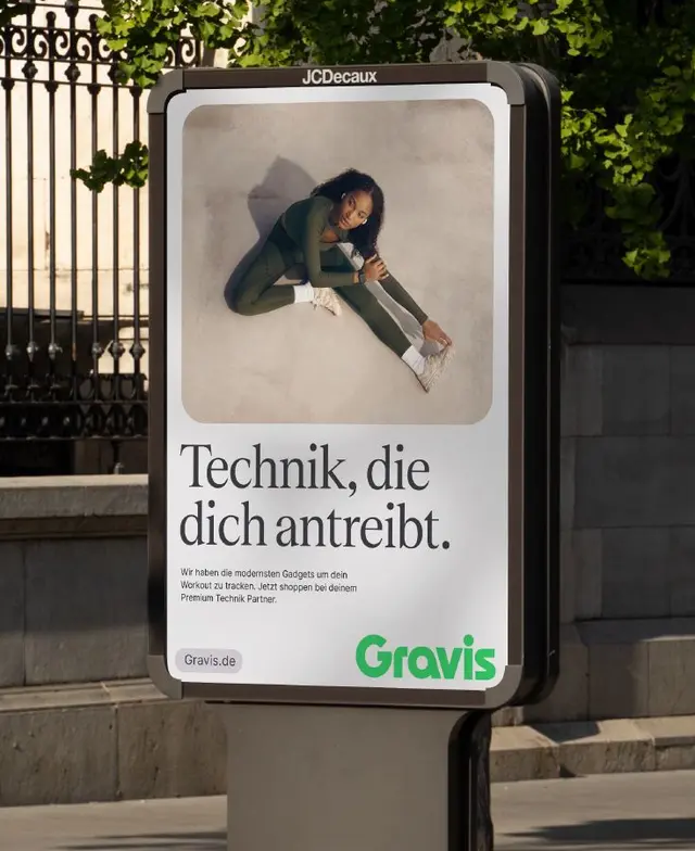 Gravis OOH poster — "Technik, die dich antreibt."