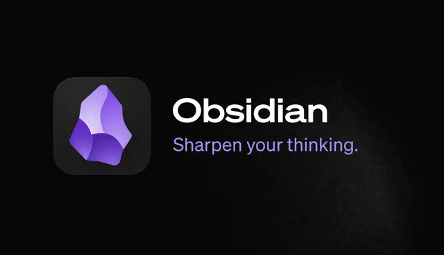 Obsidian app logo and tagline on dark hero banner