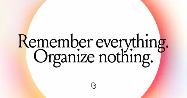 mymind homepage hero — “Remember everything. Organize nothing.”