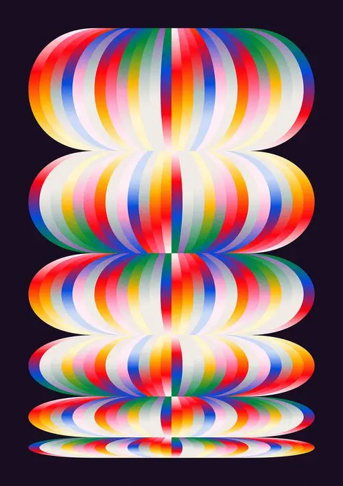 Stacked Rainbow Gradient Ovoids — Jerry-Lee Bosmans poster