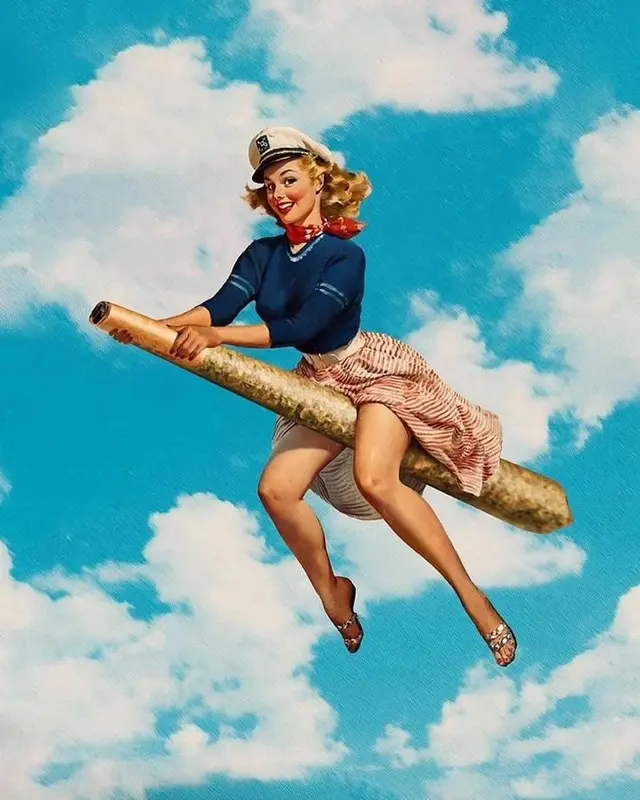 Nautical pin-up on driftwood — vintage-style illustration