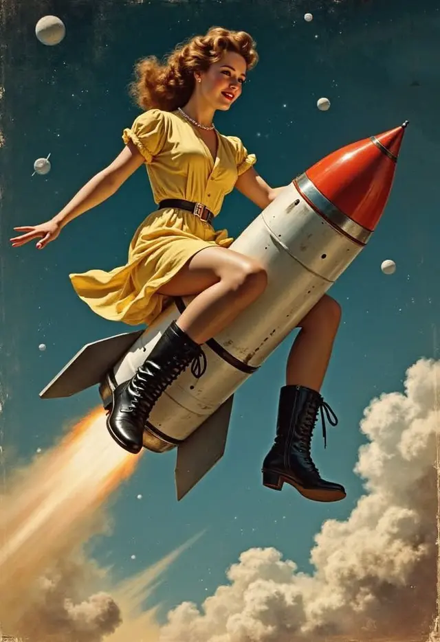Pin-up on a Rocket — Retrofuturist Pulp Art (Pinterest: Arte nerd)