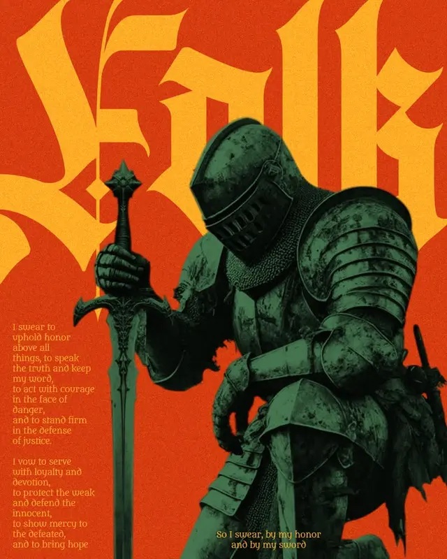 Medieval Knight Poster — "Honor and Sword" (2026 poster design trend)