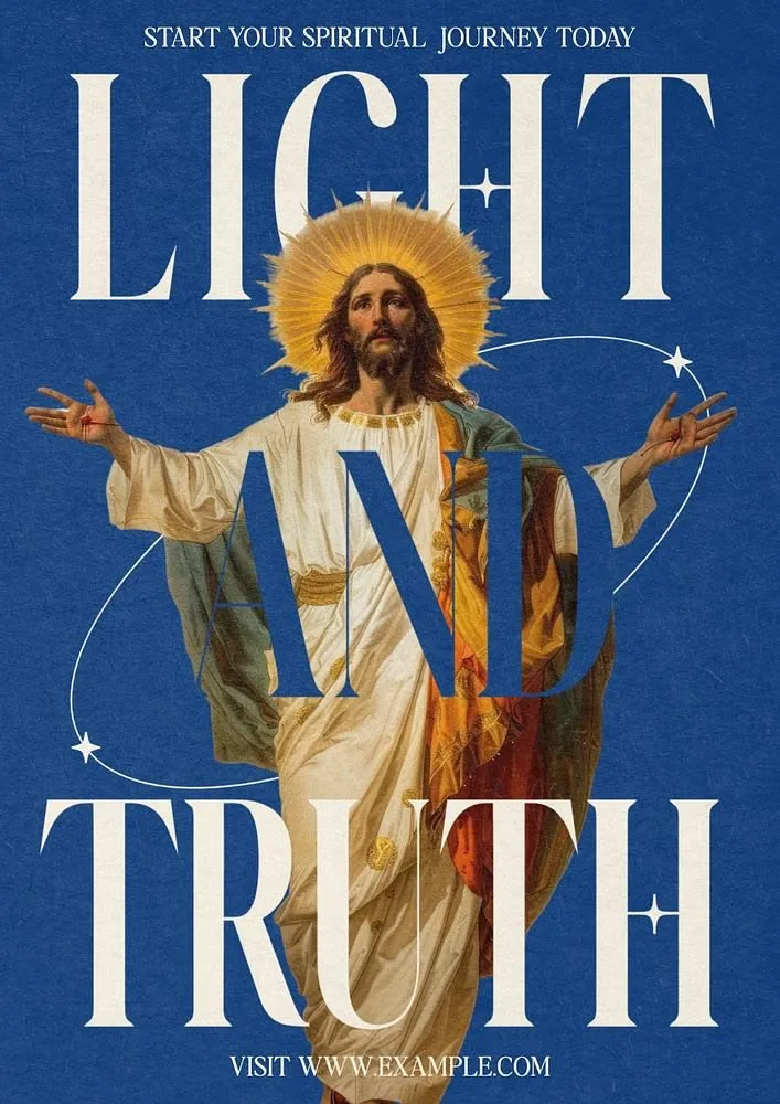 LIGHT AND TRUTH — Vintage Spiritual Outreach Poster with Haloed Figure