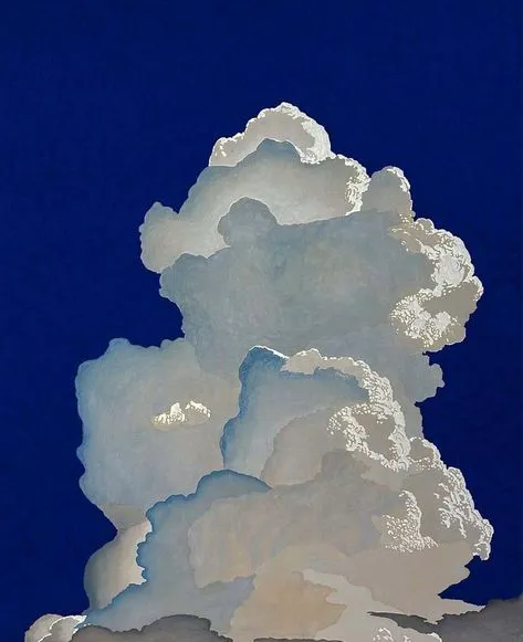 Towering Cumulus Cloud Illustration on Deep Ultramarine Sky