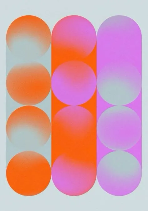 Vertical Columns of Gradient Circles — Orange & Pink Geometric Poster