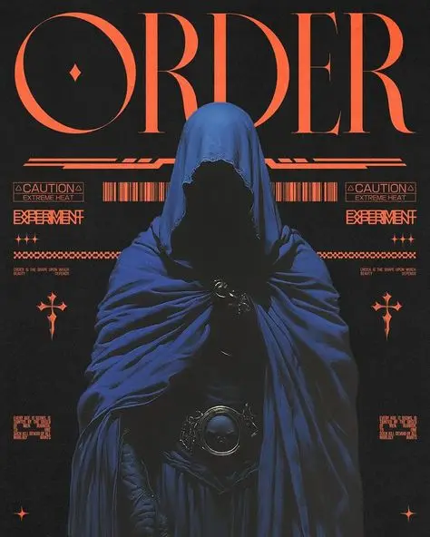 ORDER — Hooded Figure Poster with Orange Warning Typography
