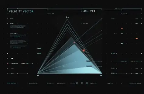 Futuristic HUD: Triangular Velocity Vector Visualization