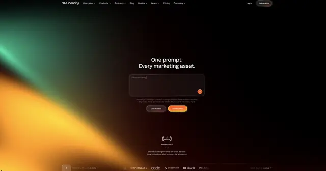 Linearity homepage hero — AI design generator with centered prompt input