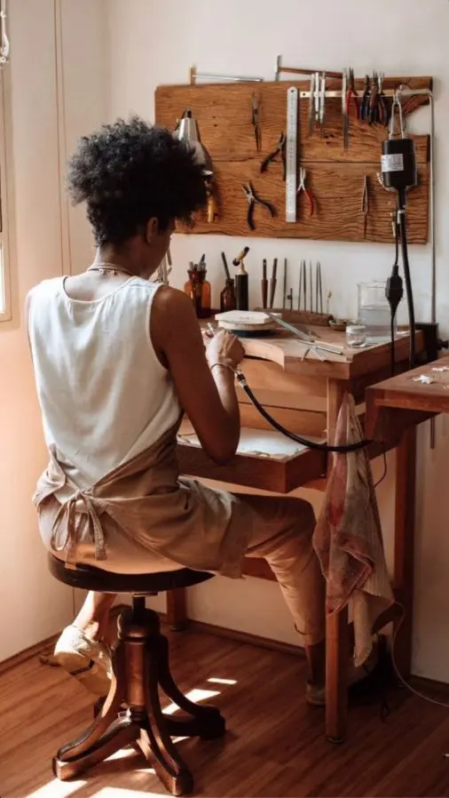Jeweler's Workbench with Pegboard Tools and Flex Shaft