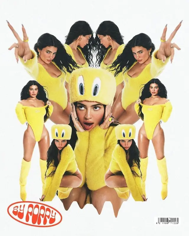 Yellow Fuzzy Mascot-Hat Fashion Collage — BY POPPY