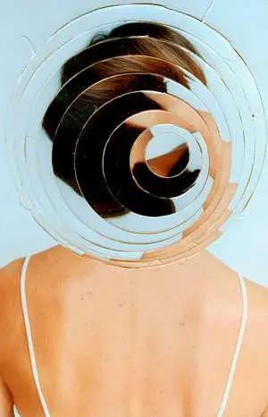 Fragmented Concentric Mirror Portrait over Bare Back