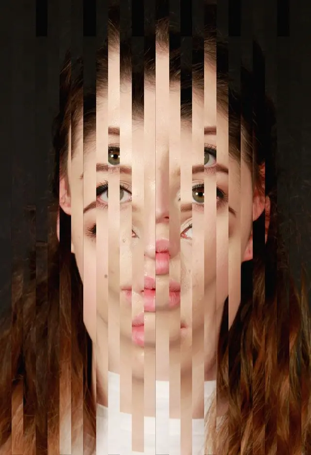 Vertical-slit Glitched Portrait — Sliced Face Collage