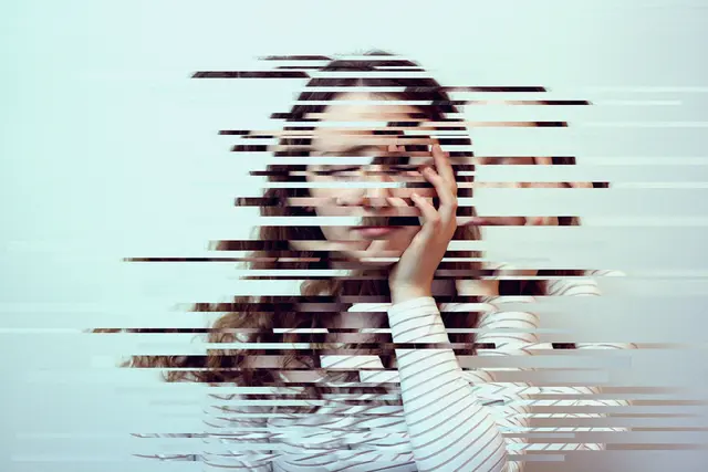 who will love you — horizontal glitch portrait