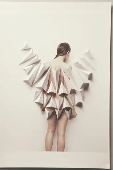 Nhu Xuan Hua — desaturated portrait with pastel paint and feather texture