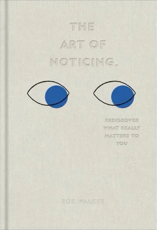 The Art of Noticing — minimalist cloth book cover with illustrated eyes
