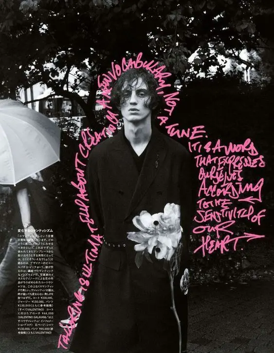 Black-and-White Fashion Portrait with Neon-Pink Handwritten Typography