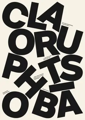 Oversized black display letterform poster on cream paper