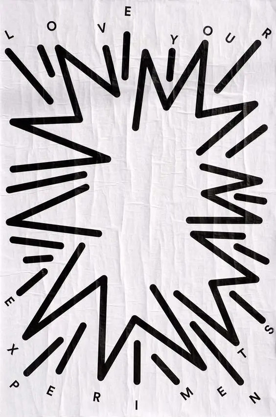 Love Your Experiments — Black Radial Line Burst Poster