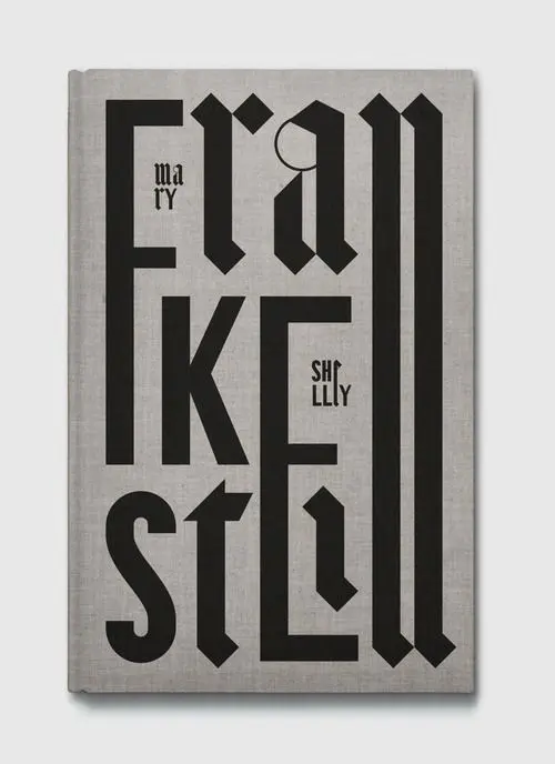 Linen Hardcover Book Cover with Blackletter Typography (Mary / Shelly visible)