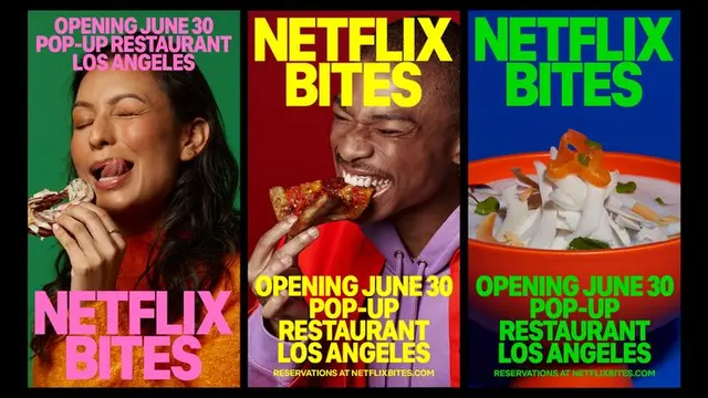 Netflix Bites — pop-up restaurant promotional triptych poster