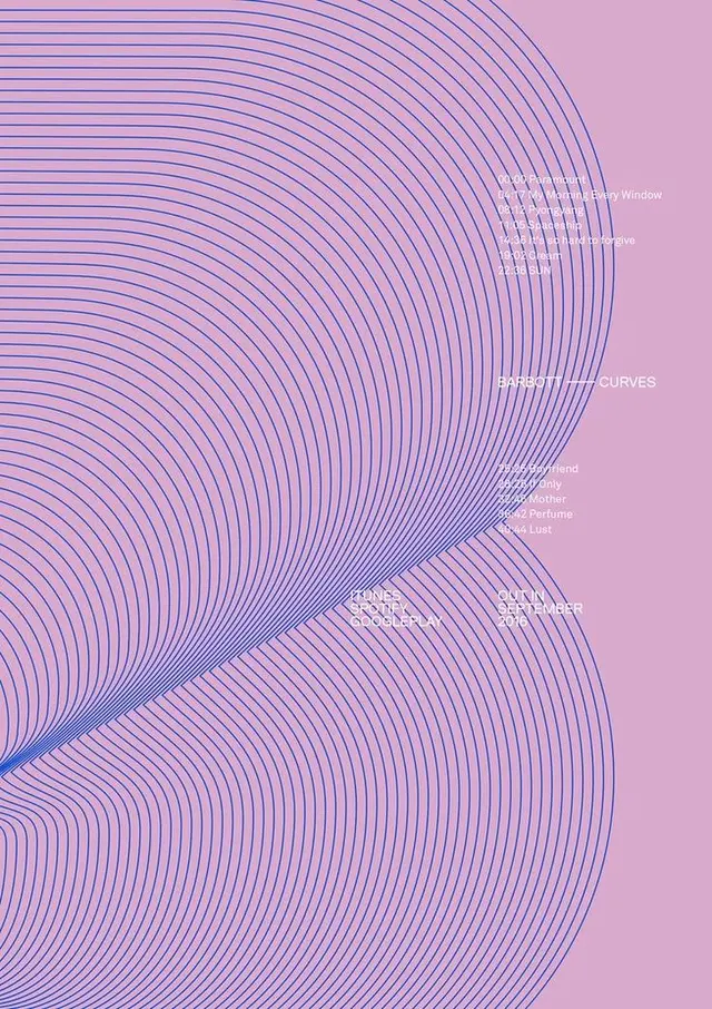 Curves — Indigo Concentric Line Poster on Mauve Background