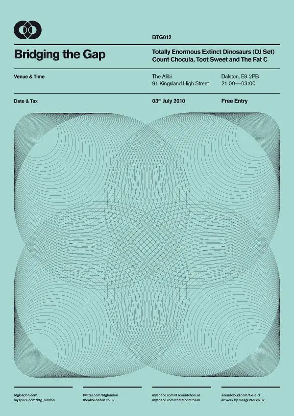 Bridging the Gap — BTG012 club night poster (The Alibi, Dalston)