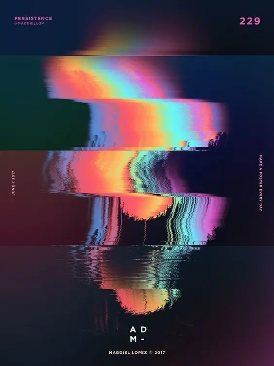 Persistence — Neon Glitch Poster (Magdiel Lopez, 2017)