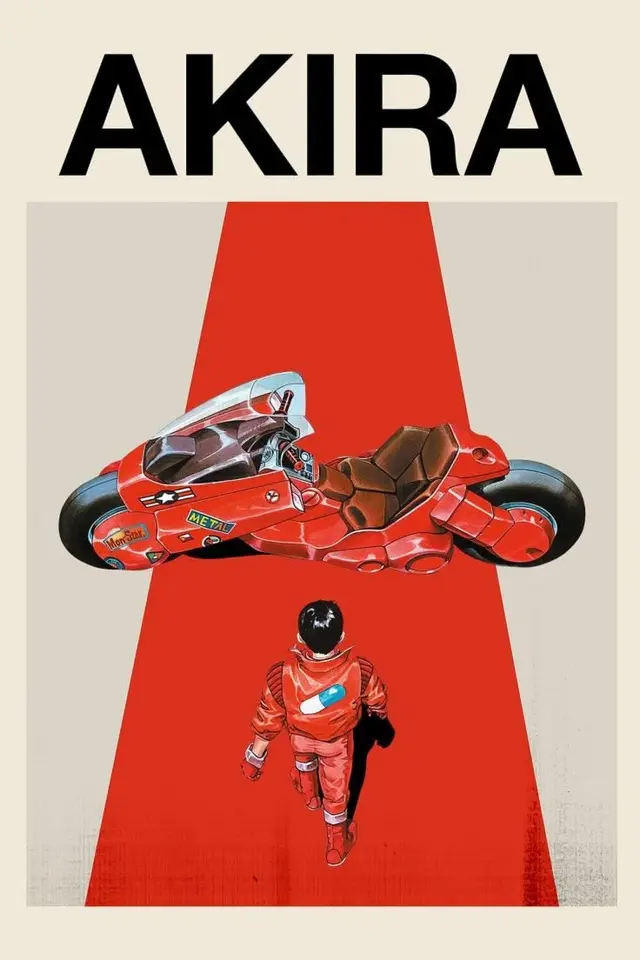 AKIRA poster — red futuristic motorcycle and lone figure