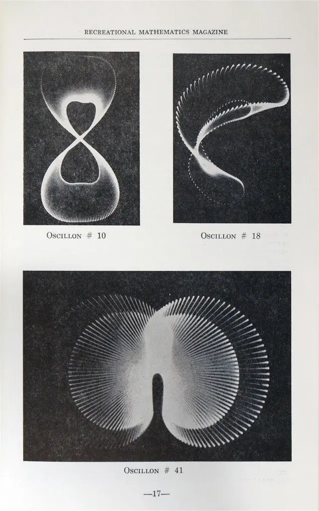Recreational Mathematics Magazine — Oscillon illustrations (Oscillon #10, #18, #41)