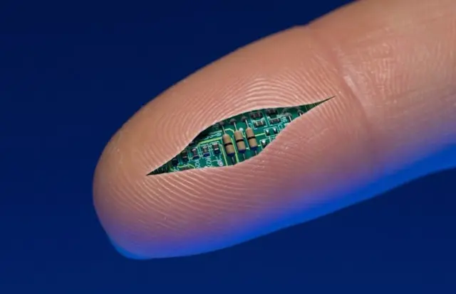 Fingertip Cut Reveals Miniature Printed Circuit Board