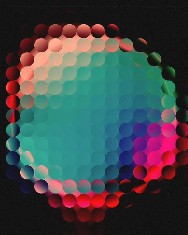 Teal-to-Magenta Circular Dot Mosaic — Generative Digital Art