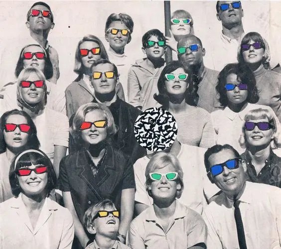 Midcentury Group Portrait with Colorized Retro Sunglasses — Pop Art Collage