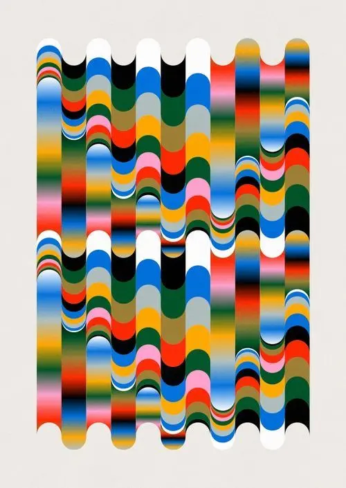 Multicolored Wavy Bands — Geometric Gradient Poster