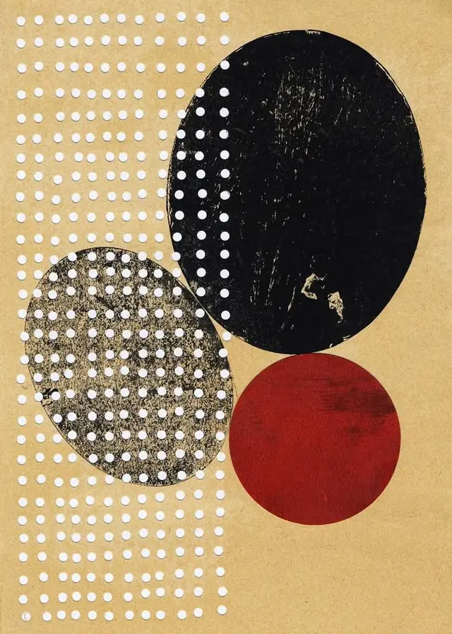 Kraft Paper Geometric Collage — Overlapping Circles & Dot Grid