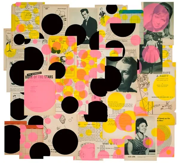 Tamar Cohen — Vintage comic collage with large black biomorphic overlay