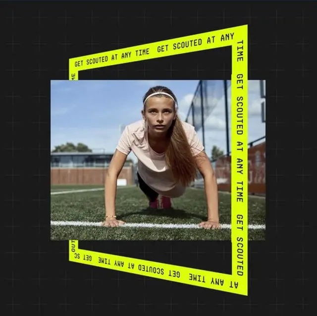 Youth Athlete Push-up on Turf — Neon ‘Get Scouted At Any Time’ Promo