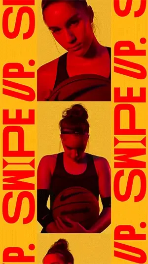 Nike / Stop At Nothing — Mark Shanley — Vertical triptych poster ('SWIPE UP.')
