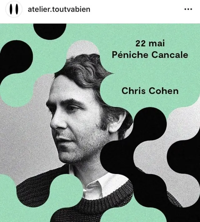 Concert poster — Chris Cohen · 22 mai · Péniche Cancale