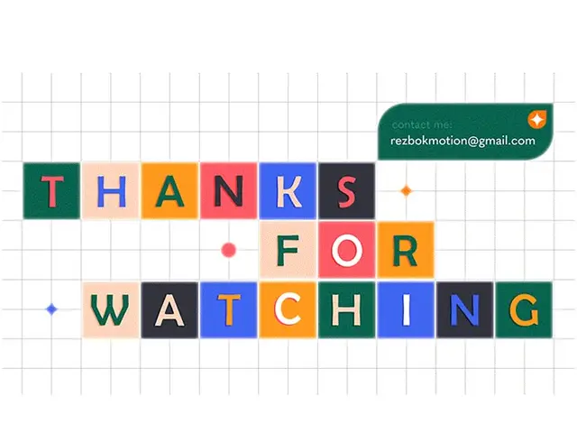 Colorful Letter-Tile Outro — "Thanks for Watching" with Contact Badge