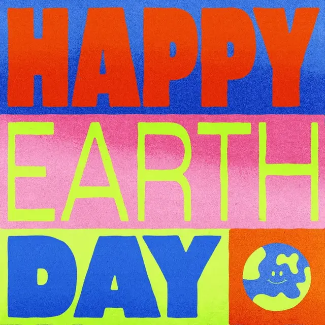Happy Earth Day — Color-block Screenprint Poster