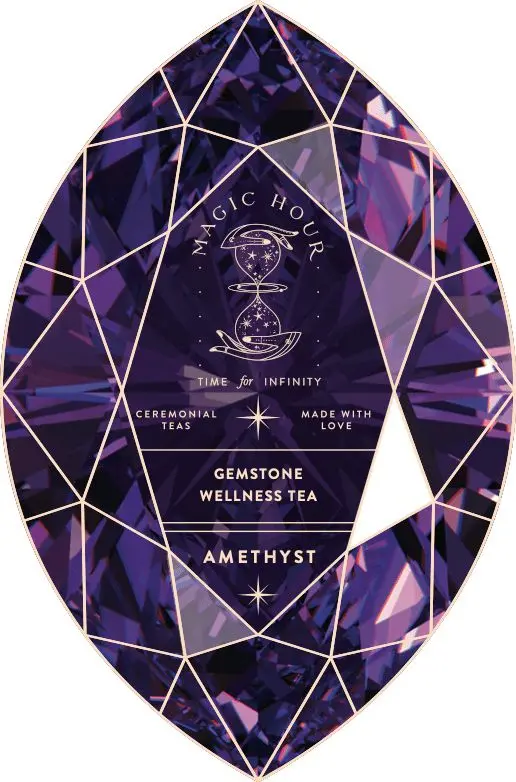 Magic Hour — Amethyst Gemstone Wellness Tea packaging label