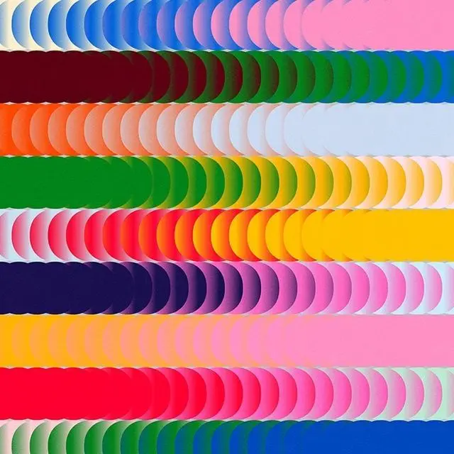 Overlapping Semicircle Color Bands — Abstract Geometric Pattern