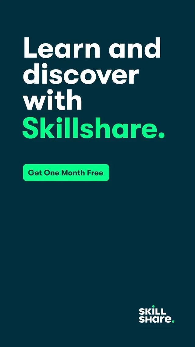 Skillshare signup promo — Get one month free